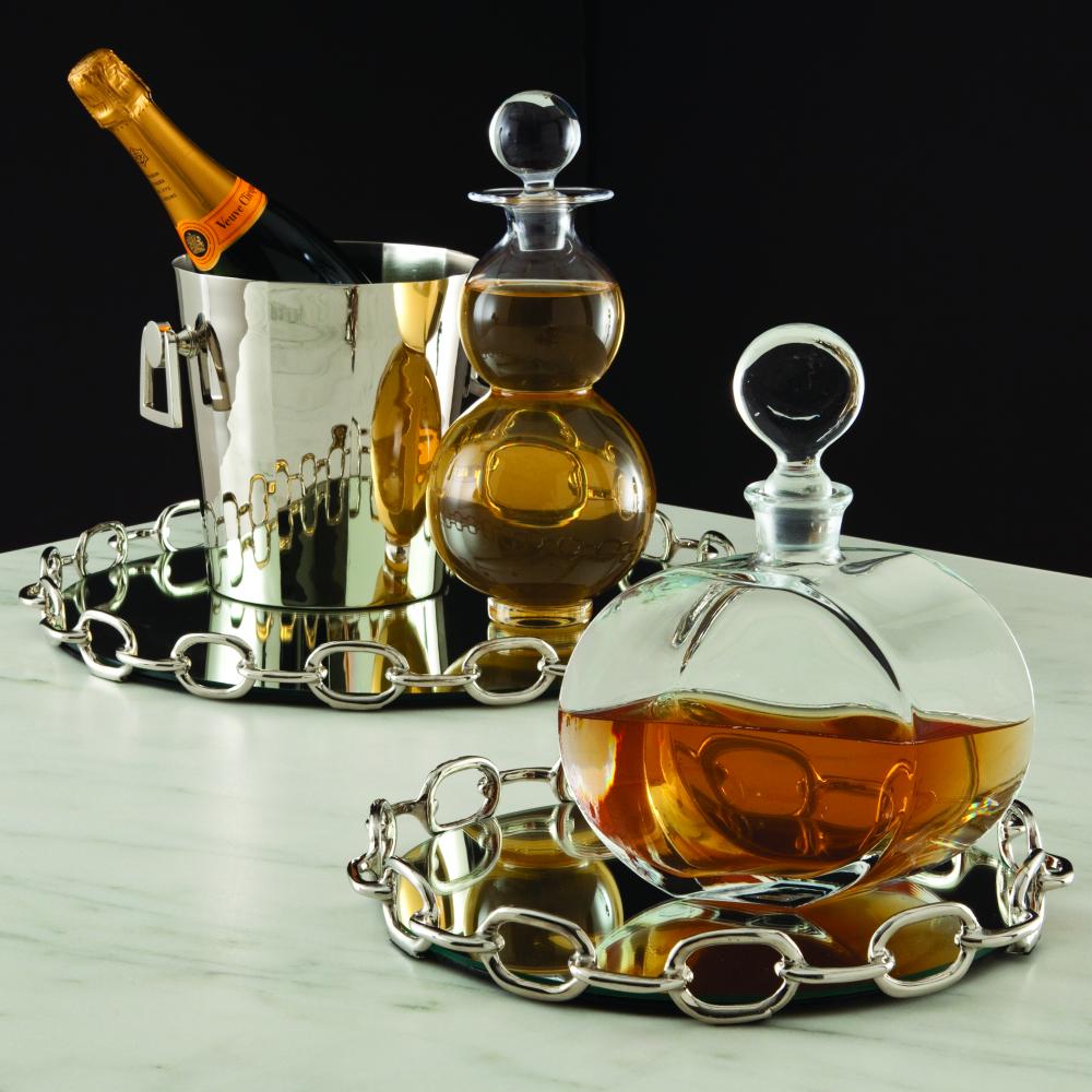 Linked Mirrored Tray-Nickel-Lg